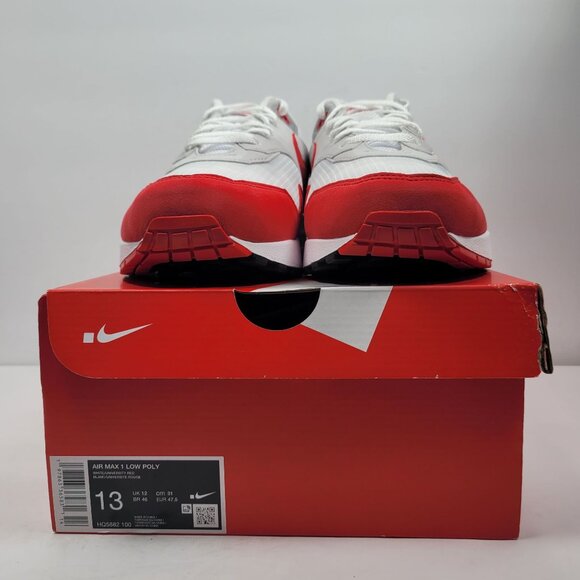 Nike Air Max 1 Low Poly Men's White Red Sneakers HQ5882-100 US Size 13 NWB - Picture 2 of 10